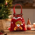 thumbnail image 4 of Festive Gift Bags Reusable Drawstring Gift Sacks with Handle Bear Holiday Xmas Party Favor Wrapping Bags for Candy Cookies Small Toys Stocking Stuffers, Set of 1, Cloth, 4 of 7