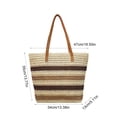 thumbnail image 3 of Linnome Striped Woven Straw Beach Tote Bag Large Capacity Summer Carryall Handbag Color Block Weave Shopping Shoulder Bag for Seaside Vacation Daily Outdoor Outings, 3 of 6