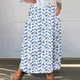 thumbnail image 2 of Women Plus Size Long Skirts High Waisted Skirt Loose Pleated Dress Elastic Midi Skirt wish Pockets, 2 of 5