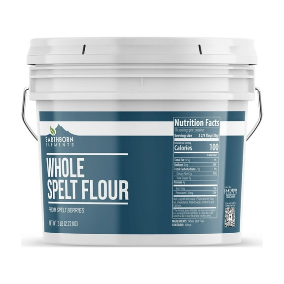 Earthborn Elements Whole Spelt Flour, 1 Gallon Bucket, Nutty Flavor, From Spelt Berries