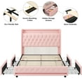 thumbnail image 4 of Homfa Queen Size LED Bed Frame with Outlets and USB Ports & Display Platform, 4 Storage Drawers Modern Crystal Button Tufted Upholstered Platform Bed Frame, Pink Velvet, 4 of 7