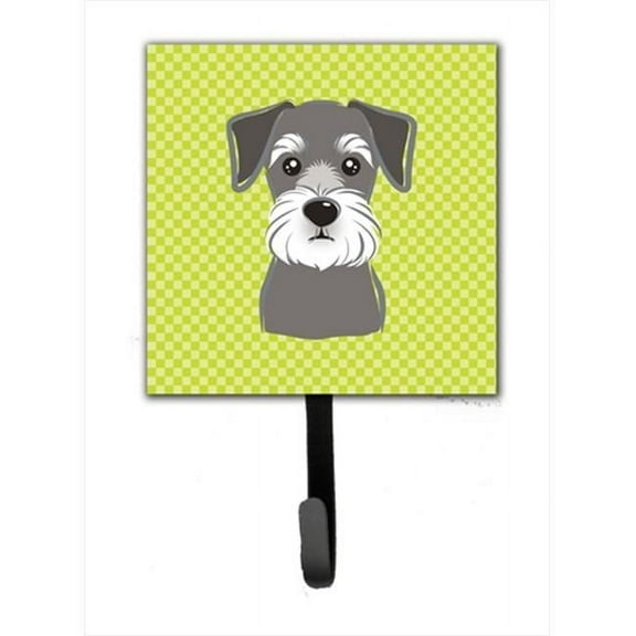 Checkerboard Lime Green Schnauzer Leash Or Key Holder, 4.25 W x 7 H In.