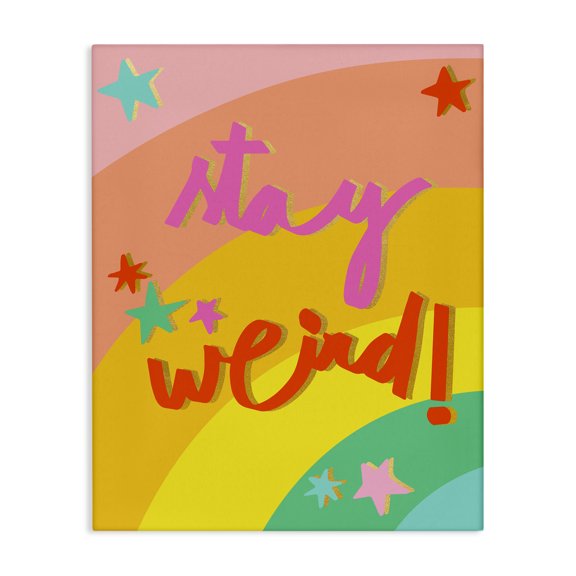 Stupell Industries Contemporary Stay Weird Rainbow Stripes Canvas Art, 16 x 20, by Pragya Kothari