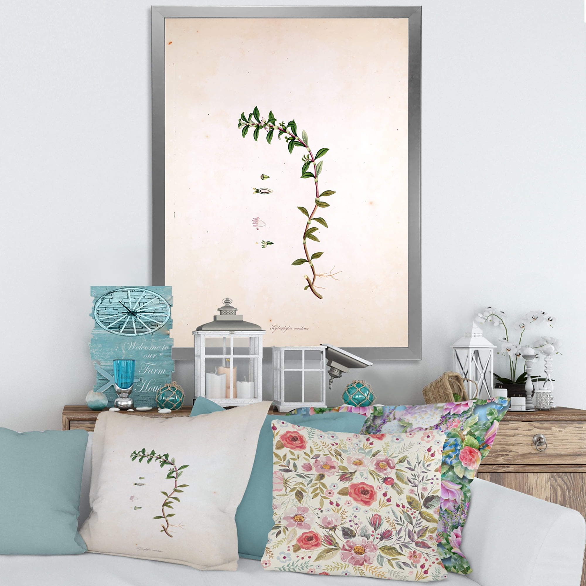 Designart 'Ancient London Plants II' Farmhouse Framed Art Print