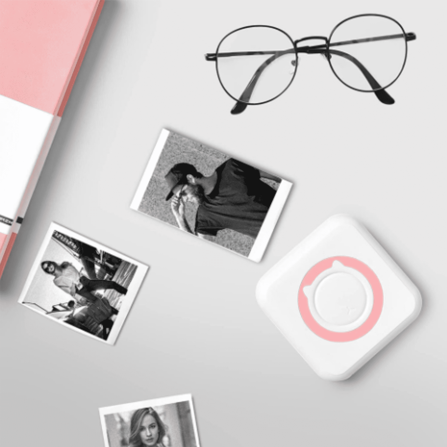 1-Pack Mini Portable Sticker Printer,Bluetooth Wireless Inkless Instant Photo Thermal Printer for Sticky Notes,Memos,Photos,Compatible with iOS and Android