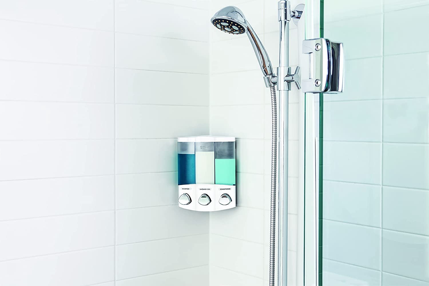 Better Living Products  EURO TRIO Soap and Shower Dispenser White