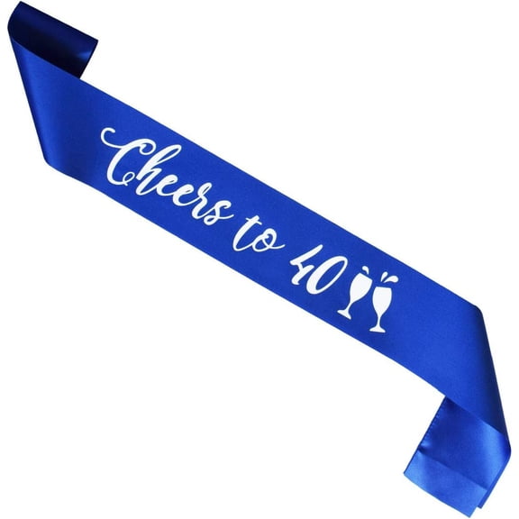 1 pcs Blue Cheers to 40 Years Birthday sash, Men or Woman 40th Birthday Gifts Party Supplies, Royal Blue Party Decorations