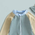 thumbnail image 5 of BOBOGOJP Baby Boys Girls Swimsuit One Piece Striped Zipper Bathing Suit Rash Guard Long Sleeve Seersucker Swimwear Sunsuit Navy for Size 12-18 Months, 5 of 6