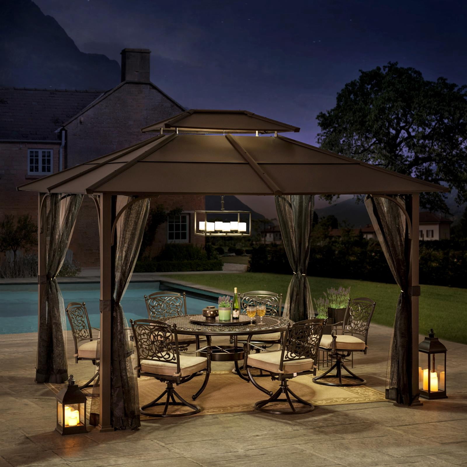 Sunjoy Hip 10 x 12 ft. 2 Tier Hardtop Steel Gazebo