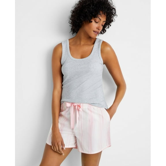 State of Day Women's Striped Poplin Boxer Sleep Shorts Size Small - Pink