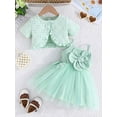 thumbnail image 2 of aturustex Little Girls Princess Dress and Cardigan Outfits 6M 9M 12M 18M 2T 3T 4T Toddler Baby Sleeveless Cami A-line Dress 3D Floral Fairy Dress Spagte Casual 2pcs Clothes for Holiday Party, 2 of 7