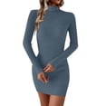 thumbnail image 1 of Robe Chandail Tricotée pour Femmes Hiver Automne Élégante Tunique à Manches Longues Chandail Décontracté Confortable Doux Extensible à la Mode Polyvalent Saison des Fêtes, 1 of 6