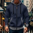 thumbnail image 2 of hoksml Men's Full Zip Hooded Sweatshirt, Contrast Trim Drawstring Hoodie Jacket with Kangaroo Pocket and Ribbed Cuffs, Casual Long Sleeve Outerwear, 2 of 8