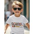 thumbnail image 1 of Kids' Back to School Graphic T-Shirt - School Vibes Tee with Books & Apples, Regular Fit Round Neck Top for Boys & Girls, Easy-Care First Day of School Outfit or Everyday Classroom Shirt, 1 of 7