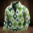 thumbnail image 2 of IWRICH Men's St. Patrick's Day Quarter Zip Sweatshirts Long Sleeve Pullover Tees Irish Shamrock Outfits 04-White XL, 2 of 3
