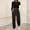 Black, variant on Cuffed Womens Cargo Pants Straight Fall Fashion Elastic Waist Workout Leggings Travel Relaxed Fit Sports Full Length Stretch Jogger