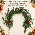 thumbnail image 4 of PYURTEP Christmas Garland, Artificial Pine Garland with Red Berries Pine Cones for Fireplace Mantel Door Indoor Outdoor Christmas Decor, 47.2 inch, 4 of 7