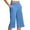 Blue, variant on SYMOID Womens Wide Leg Dressy Baggy Stretch Casual Capris with Pockets Blue S Pants for Women Ladies Capri Pants