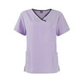 thumbnail image 7 of DENGDENG Nursing Scrubs for Women Sets Breathable Stretch V-Neck Scrub Top & Jogger Pants with Pockets Casual Nursing Uniforms Plus Size Soft Light Purple S, 7 of 7