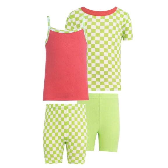 Fruit of the Loom Girl's Energize Snug Fit Pajama Sleep Sets, 4-Piece, Sizes 4-12