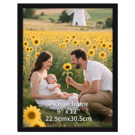 9x12 Picture Frame, Black 9 by 12 Photo Frame for Wall Gallery Display, Single