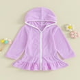 thumbnail image 2 of MesaSe Enfants Fille Robe à Capuche Couleur Unie à Volants à Manches Longues Robe de Plage, 2 of 8