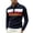 Navy, variant on XFeng Men Striped Long Sleeve Polo Shirt Contrast Collar Casual Golf Top