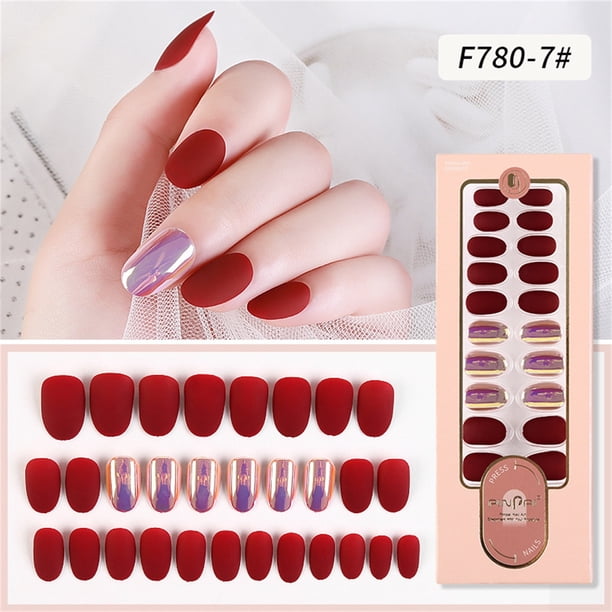 Uñas postizas a presión, regalos para mujeres, nuevas uñas postizas reutilizables desmontables con punta larga, parches para usar, fijas y fáciles de usar.