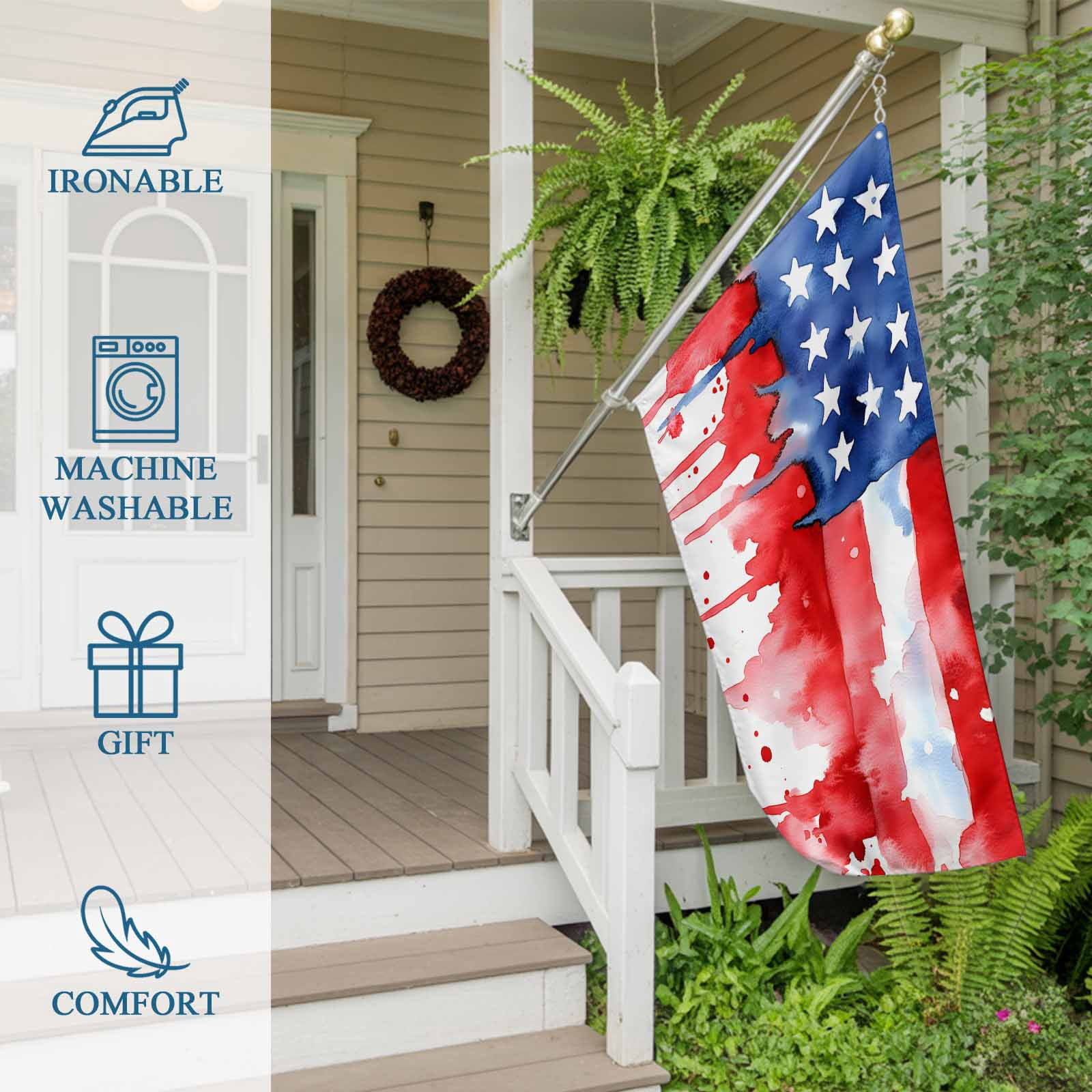 4th of July Flags for Outside 3x5 ft American Flag Outdoor Flags Double Sided Grommets House Banner Watercolor USA Flag Patio Yard Flag for Outdoor Party Porch Garden Independence Day Decor