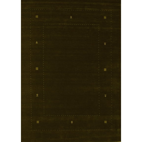 Ahgly Company Indoor Rectangle Abstract Yellow Contemporary Area Rugs, 5' x 7'
