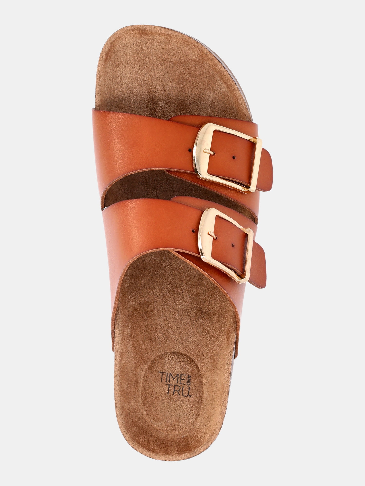 Time and Tru Women's Footbed Slide Sandals, Wide Width Available