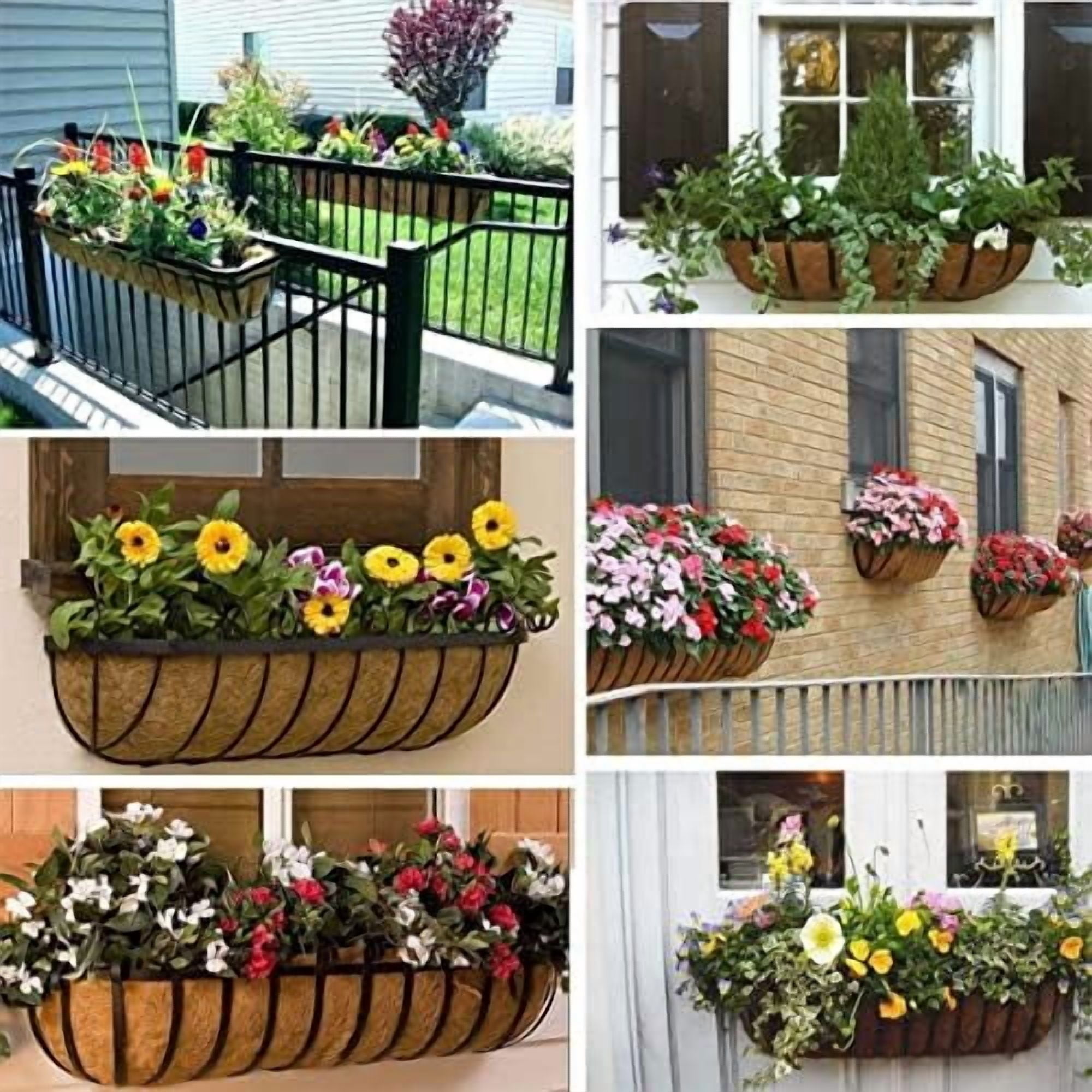 2 Pack 30in Trough Hanging Basket Coco Liner 100% Natural Coconut Fiber for Plants Wall Planter Insert Replaceable Coir Liner for Window Box, Fence Flower Pot for Porch, Patio & Garden (2, 30 inch)