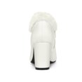 thumbnail image 2 of BLISSFUL STEP Women's Faux Fur Buckle Block Heel Ankle Boot White 6, 2 of 7