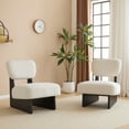 thumbnail image 3 of Set of 2 Modern Beige Lounge Chair Set with Polyester Upholstery & Sturdy Black Wood Base - Ergonomic Comfort Design for Living Room Bedroom or Office Use, 3 of 9