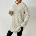 thumbnail image 6 of Women's Mid-Length Plush Fleece Drawstring Hooded Sweater, Oversized Soft Pullover with Long Sleeves, Thermal Comfort Wear for Autumn Winter Casual Outfits and Daily Lounge Beige L, 6 of 6
