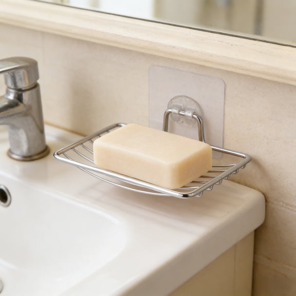 YFGEFTR Soap Dish Holder, Stainless Steel Sponge Holder, Wall Mounted Soap Tray for Bathroom & Kitchen, No Drilling&Rustproof