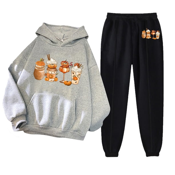Puntoco Sudadera con capucha para mujer, sudadera con bolsillo de manga larga, pantalones de moda para mujer, conjunto de sudadera con estampado navideño, liquidación Puntoco Puntoco-3058