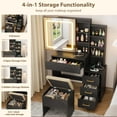 thumbnail image 4 of EDTara Ensemble de Coiffeuse avec Miroir et Lumières, Table de Maquillage à Luminosité Réglable, Étagères de Rangement et Tabouret, 4 of 9