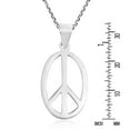 thumbnail image 3 of AeraVida Unisex Trendy Love and Peace Symbol No War Oval-Shaped .925 Sterling Silver Pendant Necklace, 3 of 3