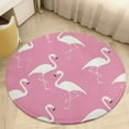 thumbnail image 4 of Flamingo Pattern Washable Round Rug -Circle Area Rugs for Nursery Bedroom, Vintage Non Slip Non Shedding Low Pile Carpet for Living Room Coffee Table Entryway, 4 of 6