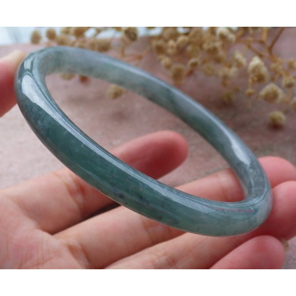 Certified Icy Green Burma 100% Natural A JADE Jadeite Circle Bangle Bracelet 59 mm 674957 TN