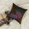 thumbnail image 3 of Pillow Cover, Brown Accent Pillow, Art Floral Pillow Cover, 12x12 inch (30x30 cm) Decorative Pillow Cover, Art Silk Square Throw Pillow Cover, Beaded Multicolor Peacock - Blue Peacock, 3 of 12
