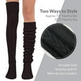 thumbnail image 2 of allydrew Cable Knit Over the Knee Thigh High Winter Boot Socks, Black, 2 of 4