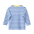 thumbnail image 4 of LTTVQM Girls T Shirts 3/4 Sleeve Size 5-6 Cute Striped Print Tops Soft Crew Neck Blouse Tween Girls Winter Trendy Clothes Light Blue 5-6 Years, 4 of 4