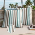 thumbnail image 3 of Brown Stripe Outdoor Pillow Covers 24x24 Set of 2,Waterproof Patio Throw Pillowcase Protectors,Ombre Geometric Teal Green Vertical Striped Decorative Pillow Shams Cushion Covers for Seat Bed Couch, 3 of 8