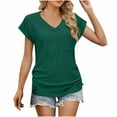thumbnail image 2 of SEAOPEN Deals Womens Summer Tops Trendy 2025 Short Sleeve Tshirts Shirts V Neck T Shirts Fashion Today Deals Green,XL, 2 of 6