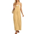 thumbnail image 4 of Summer Dresses Women's 0veralls 2026 Casual Boho Overall Dress Adjustable Cover up with Pockets Yellow L, 4 of 6