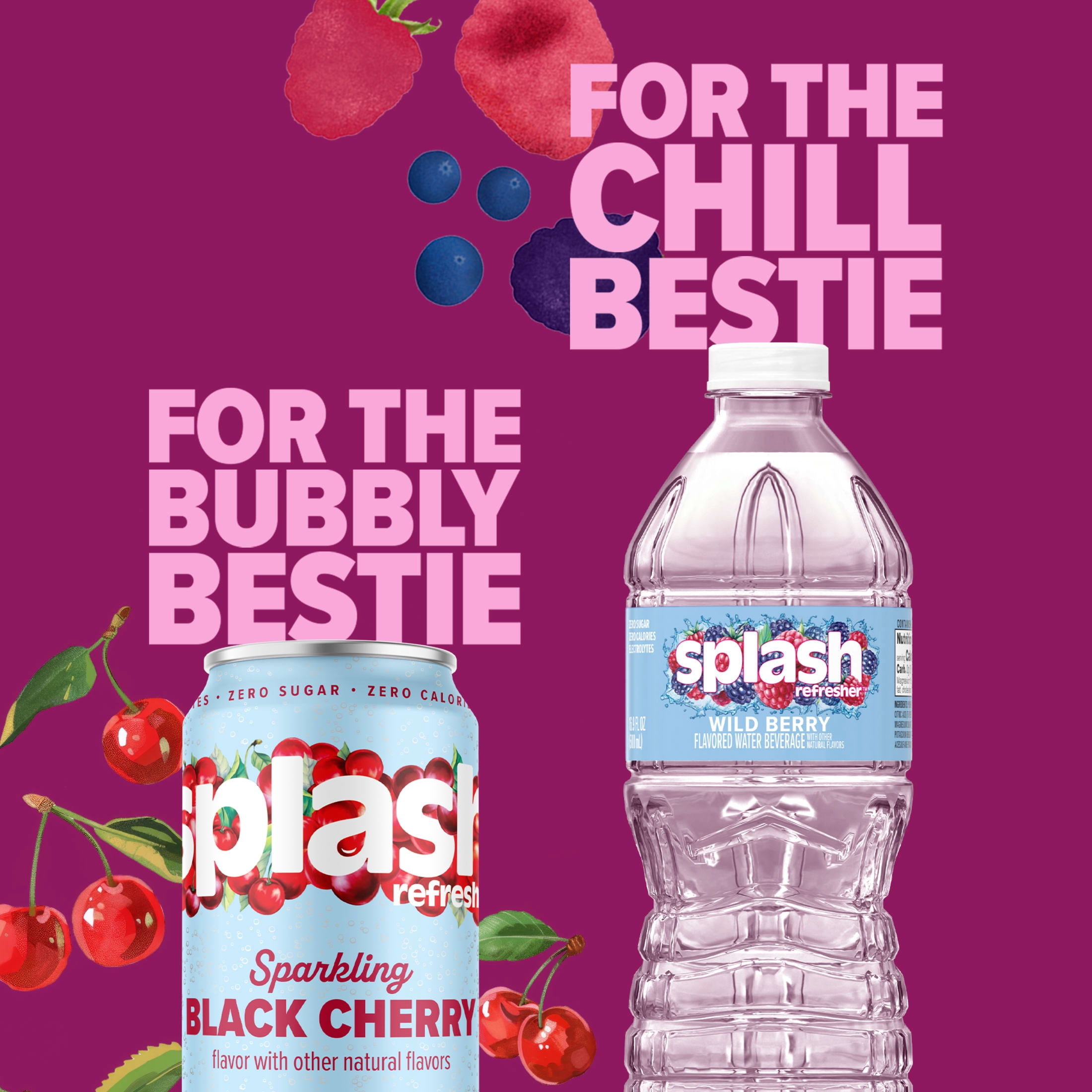 (2 pack) Splash Blast Wild Berry Flavored Water, 16.9 fl oz, 6-pack Plastic Bottles