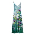 thumbnail image 4 of SMihono Robe Maxi Bohème d'Été pour Femmes Grande Taille Mode Femme Bretelles Taille Mi-Haute Col en V Sans Manches Rayée Imprimée Robe Longue de Plage, 4 of 5