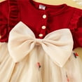 thumbnail image 4 of Baby Girl Dress Toddler Girls Summer Short Sleeve Fruits Prints Tulle Princess Dress with Bowknot Dance Party Dresses Toddler Girl Dress Red 12 Months-18 Months, 4 of 7